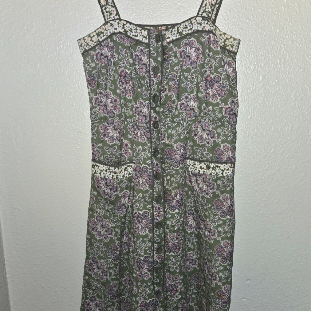 Monsoon green & purple floral midi sundress size 6